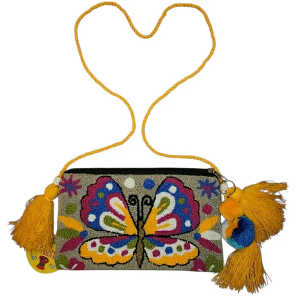 NWT! Colorful Handmade Mariposa Wayuu Butterfly Crossbody Clutch - Picture 13 of 15